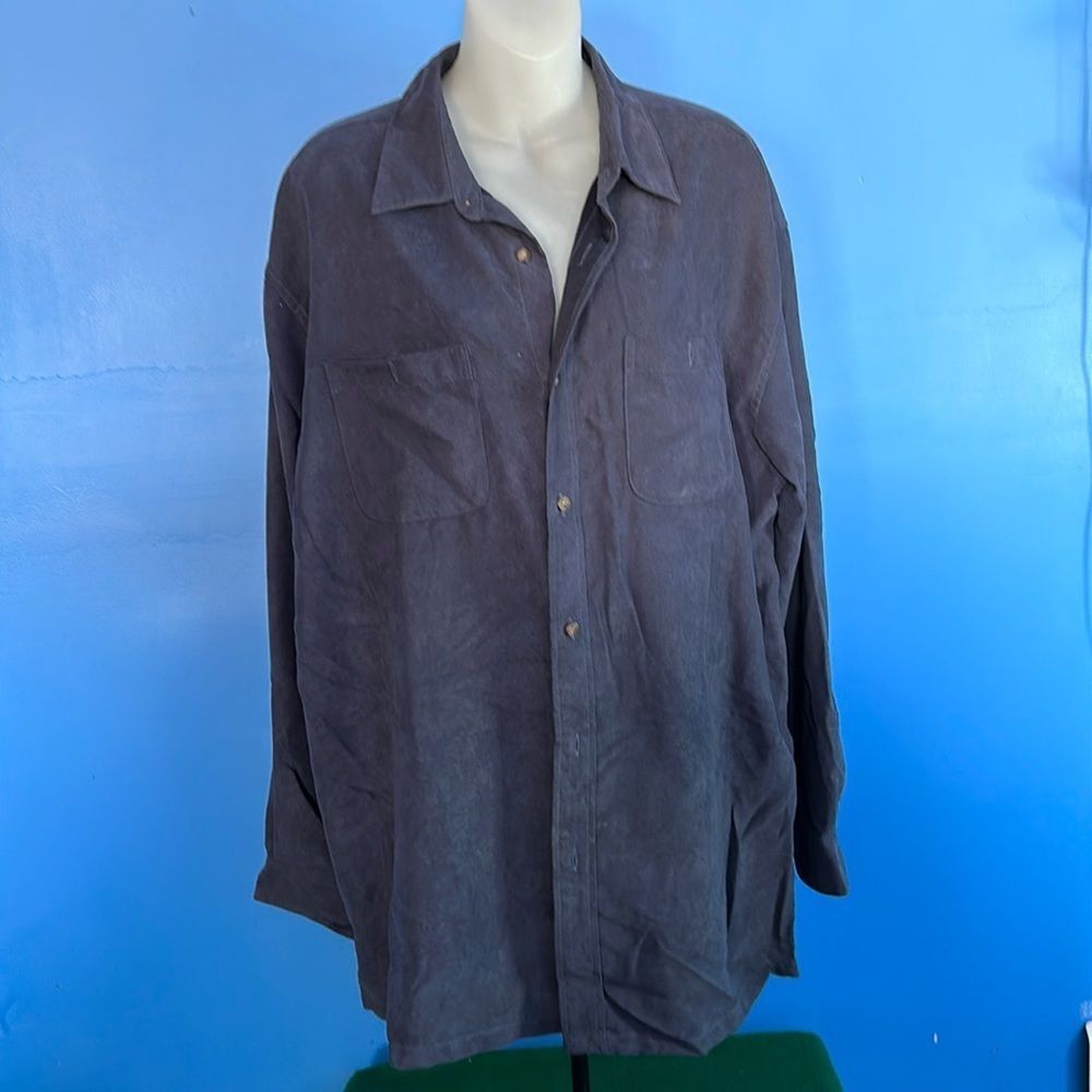 Consensus Sports Wear Retro Dark Blue Causal Button Down Long Sleeve Shirt Large